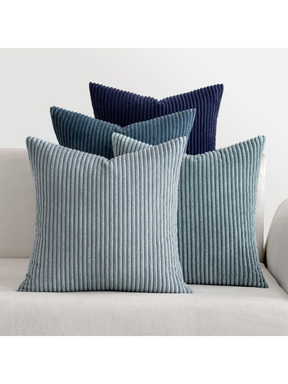 Soft Corduroy Decorative Throw Pillow Covers - Navy Blue, 24x24, Cozy Home